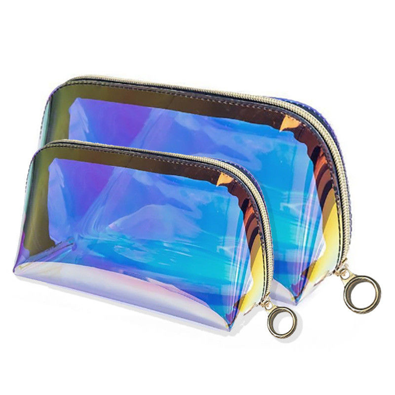 Logo personnalisé imprimé laser transparent PVC imperméable sac de toilette de voyage pour les produits
