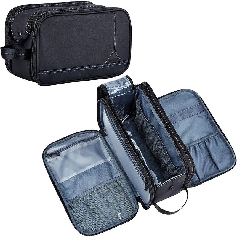 échantillon grande capacité séparation humide et sèche sac de toilette imperméable polyester homme sac de rangement avec logo personnalisé