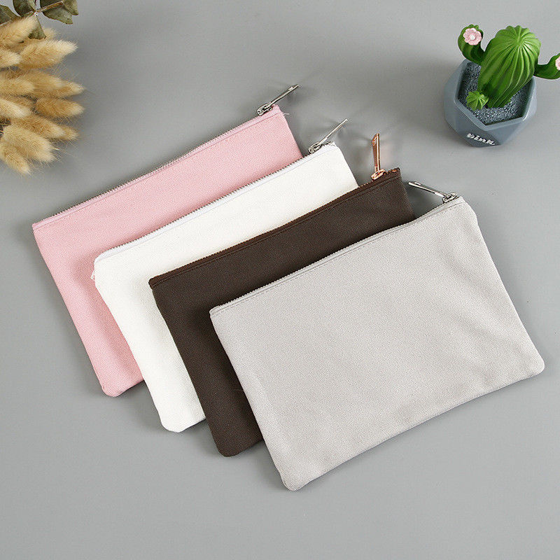 Fermeture à fermeture éclair Sac cosmétique double face pour accessoires en toile de coton écologique