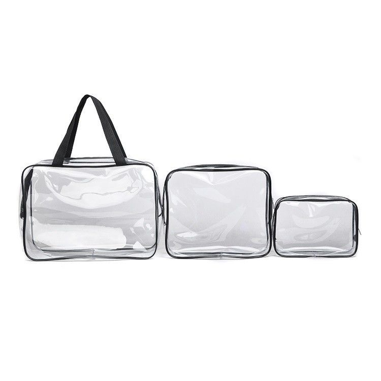 3-Pc sac cosmétique transparent en cristal pour les voyages et les articles de toilette OEM / ODM acceptable