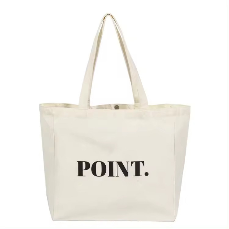 Deux courroies d'impression de sacs à main de toile ordinaire avec logo personnalisé Polyester revêtement de coton sac de magasinage