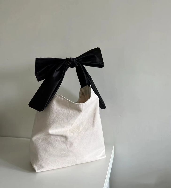 Couleur personnalisée de grande capacité de style coréen Bow Hobo Casual Cute Girl Adolescente Dames de magasinage sac en toile