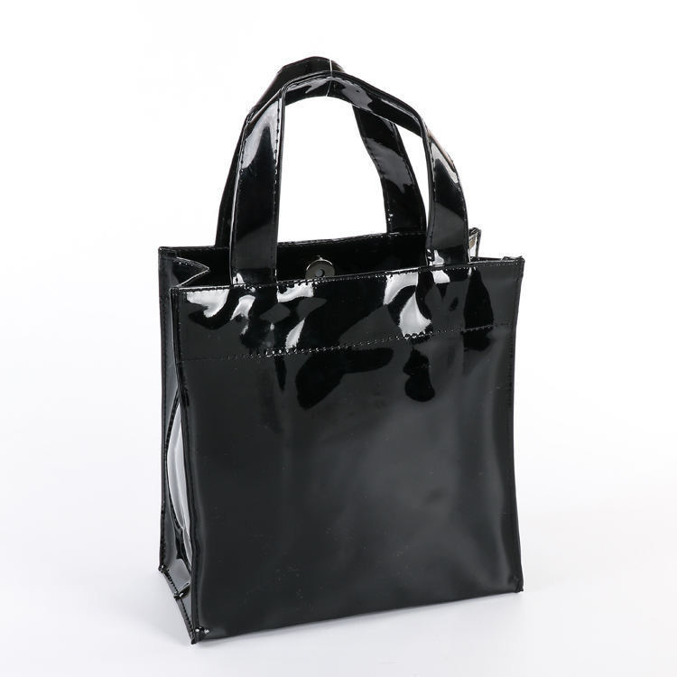 Design d'impression personnalisé à la mode Glossy Mirror Tote Handle Sac de magasinage avec logo Sac à main en PVC imperméable