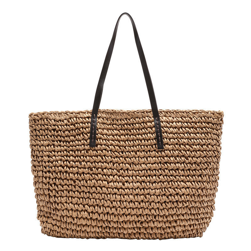 Couleur personnalisée Maillage d'épaule pour femme Gros sac à main Paille de plage Sac à main pour la vie quotidienne