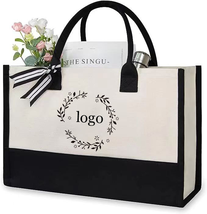 Sacs de magasinage personnalisés de couleur grande sac de toile avec lettre de conception personnalisée
