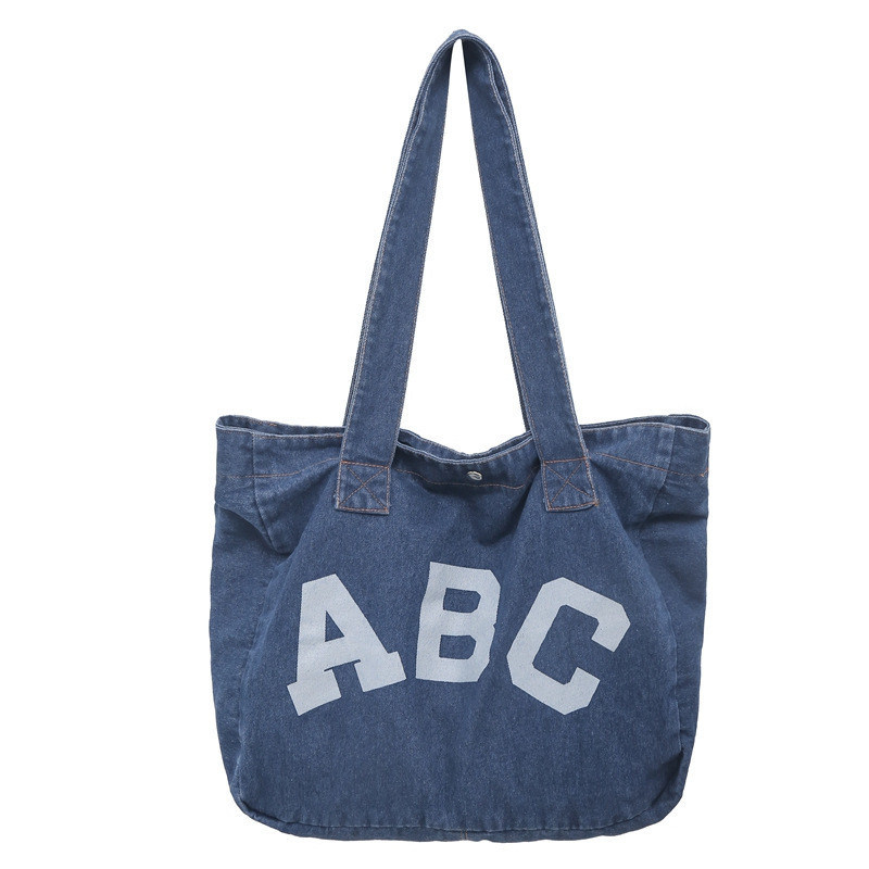 Sac de plage tissé en denim imprimé sur mesure avec style en boucle douce et accepté OEM / ODM