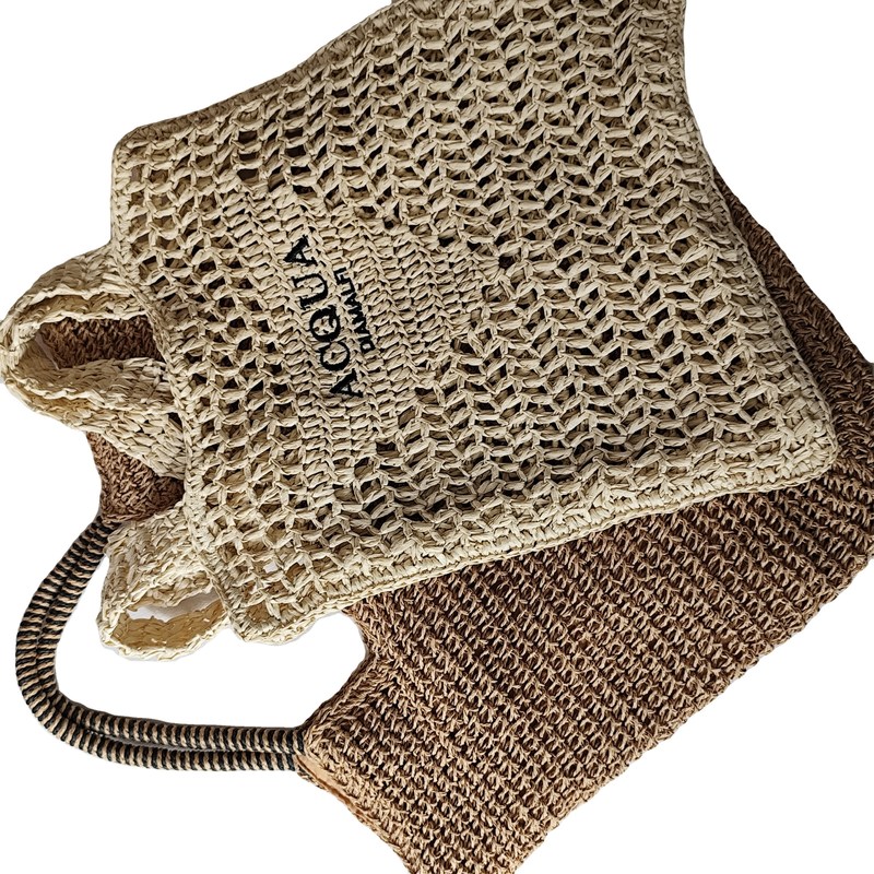 Sac à main personnalisé Raffia Straw Tissu Tote Luxe Sac à plage à la mode pour les vacances