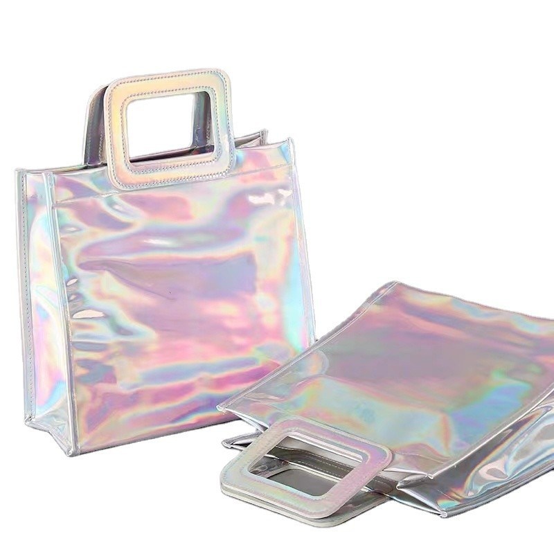Logo personnalisé étanche à l'eau couleur PVC laser holographique transparent transparent sac à main