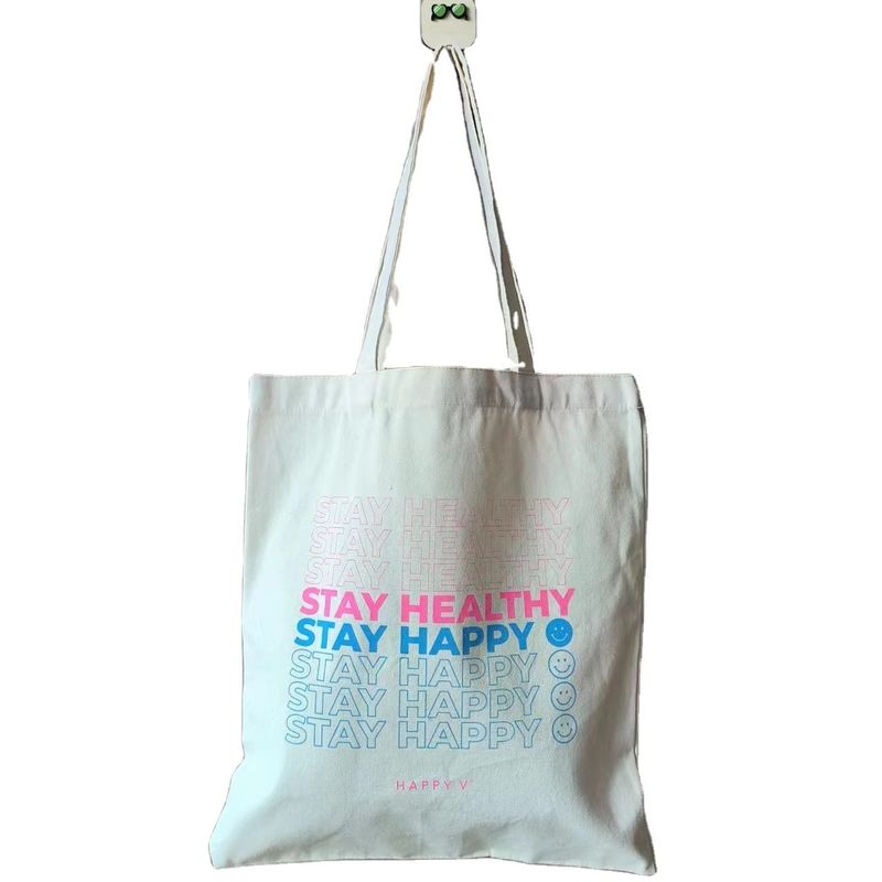 Logo personnalisé imprimé Cute Tissu en coton durable Sac à main pour femme