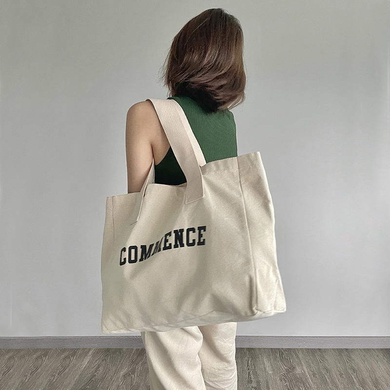 Sac à dos en toile naturel extra grand avec impression de logo pour les besoins de magasinage
