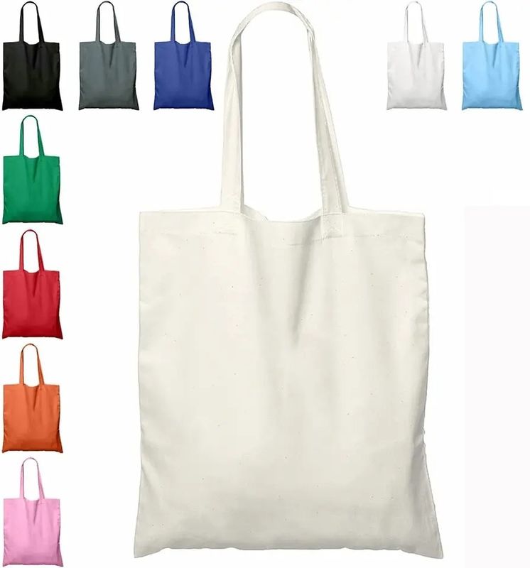 Moins de MOQ Sac à main écologique Sac à main blanc Plain Canvas Sac à main en coton avec logo personnalisé