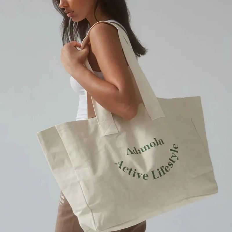 Logo personnalisé Grosse femme Week-end fête coton toile de plage cadeau magasinage sac à main