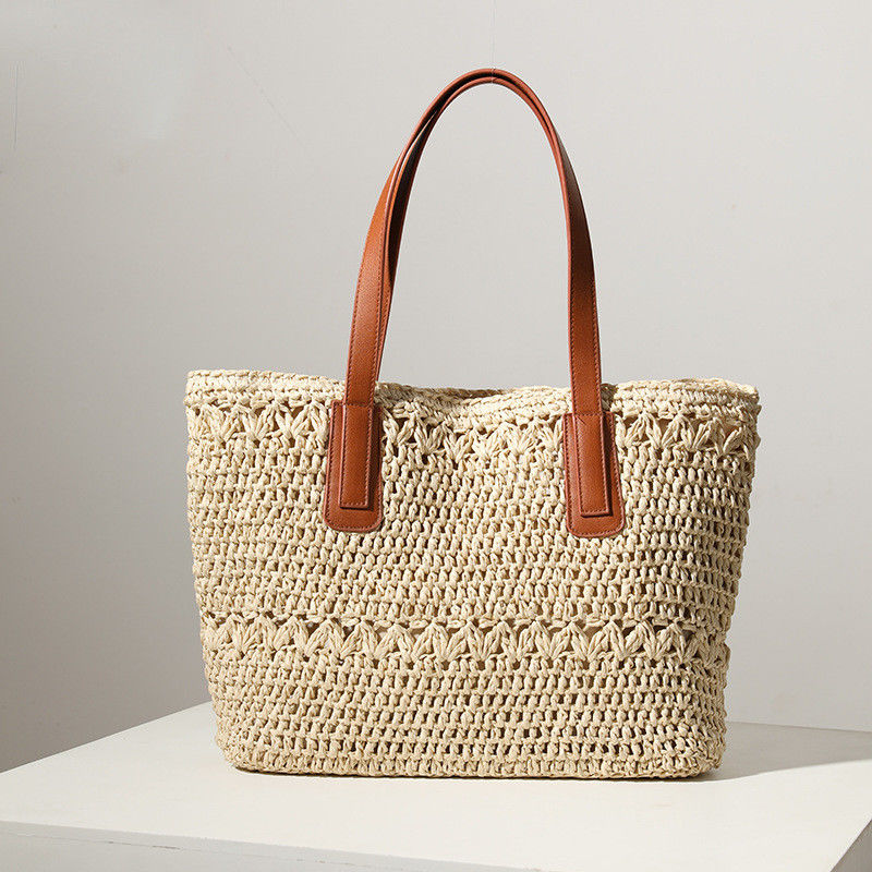Nombre de poignées/bandes Deux sacs de paille de style 2023 Sac tissé pour les voyages à la plage sauvage