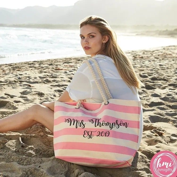 Logo personnalisé sac à main à rayures pour l'été sac scolaire de plage