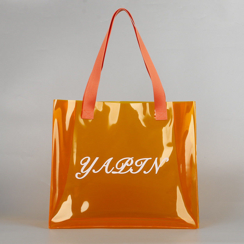 Impression à l'écran de soie sac de magasinage avec logo personnalisé sac à dos en PVC transparent avec matériau de toile