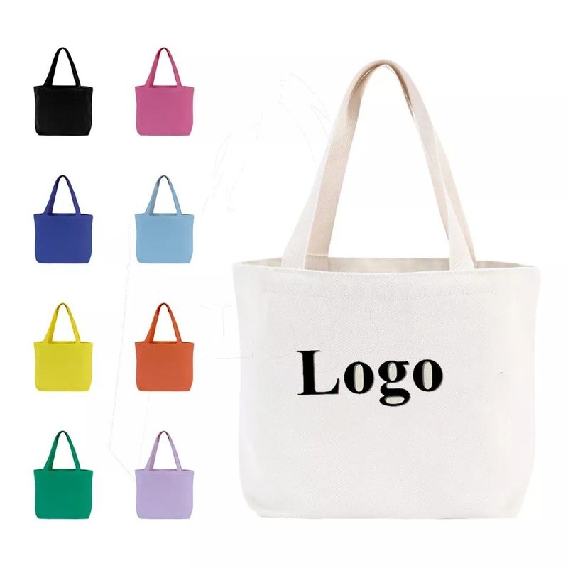 Logo personnalisé Imprimé Gros sac à main de magasinage organique simple avec logo personnalisé de poche
