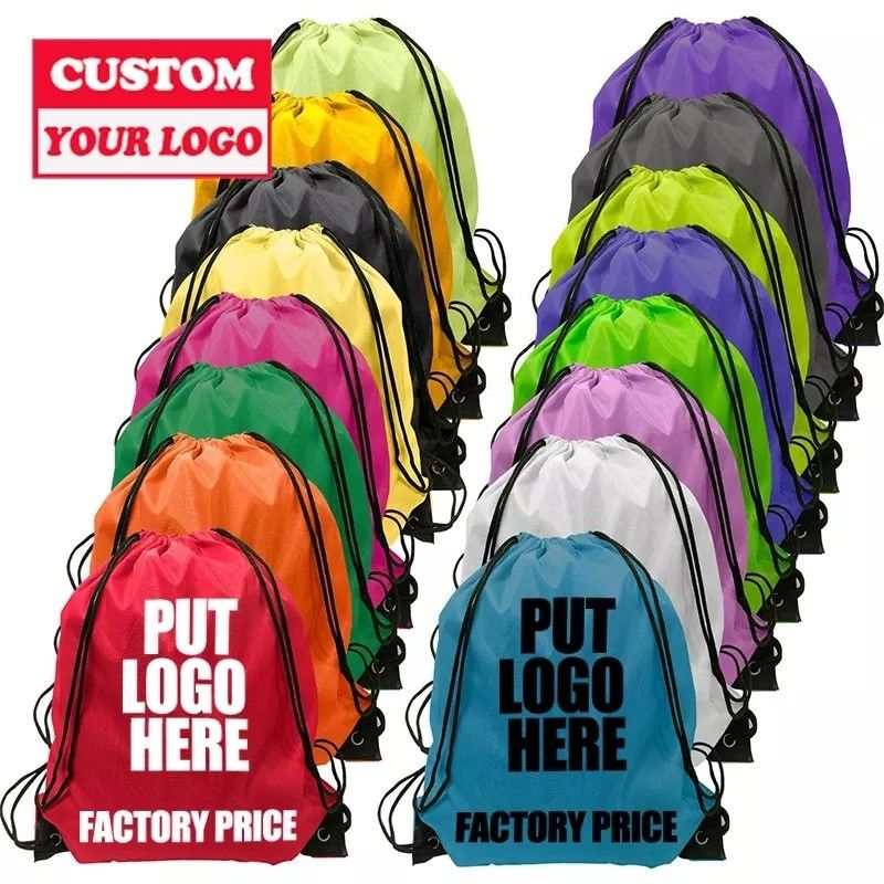 Sac à dos en polyester nylon à corde à tirer sur mesure pour l'impression à écran de soie