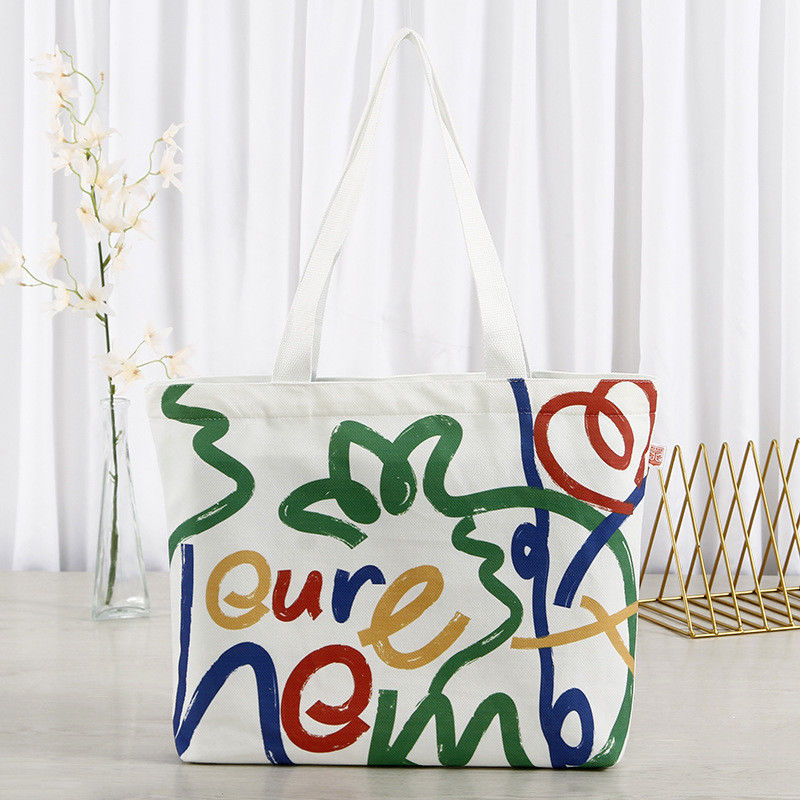 Sac à main sur toile de coton imprimé sur sérigraphie sur mesure avec logo et motif de lettre