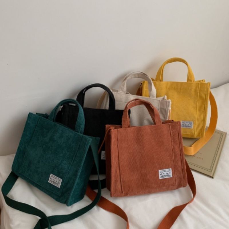 Fashion Crossbody Corduroy Tote Bag avec ceinture réglable avec logo personnalisé