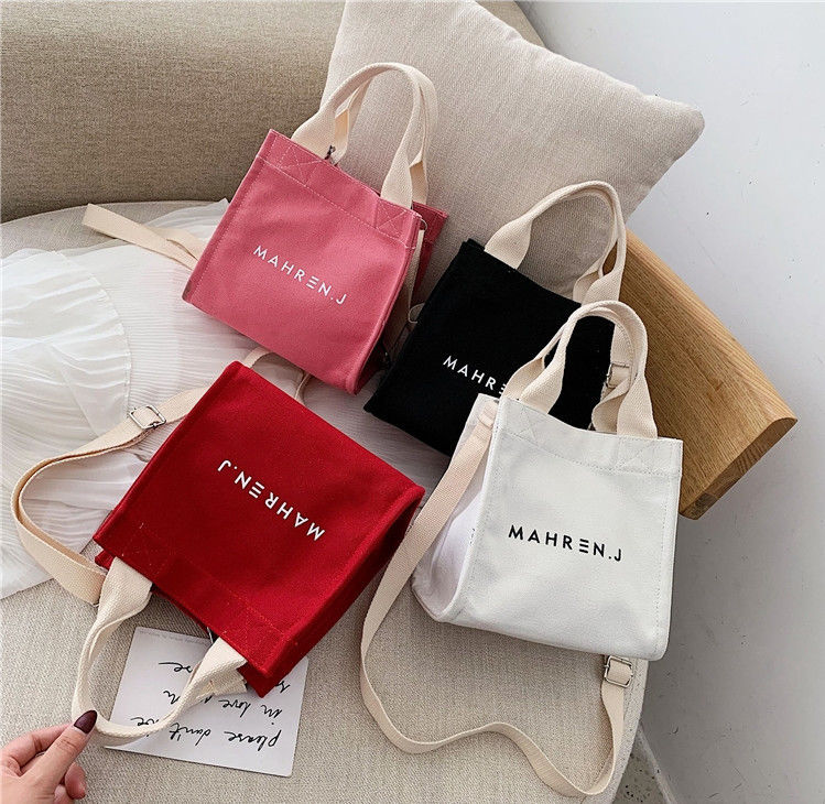 Couleur personnalisée Petite femme toile de coton sac à main avec logo imprimé sur mesure