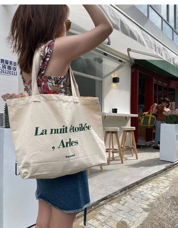 Logo personnalisé imprimé sac à main en toile pour le commerce de détail Taille extra grande
