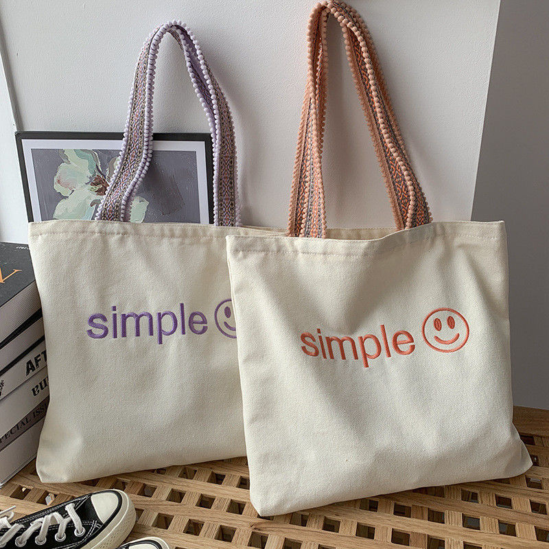 Sac à main écologique personnalisé imprimé sac de magasinage en toile de coton réutilisable avec motif de lettre
