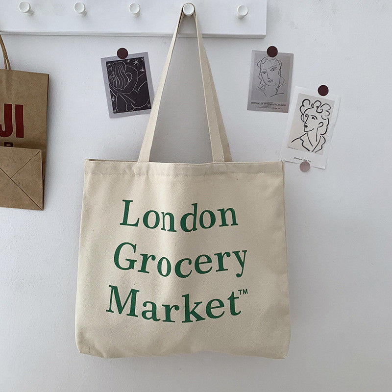 Sac à main en toile de coton de grande capacité pour les achats Logo personnalisé accepté