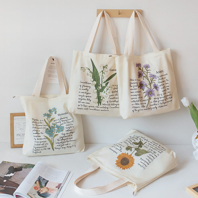 Sac de magasinage en coton réutilisable écologique de taille moyenne avec motif de lettre
